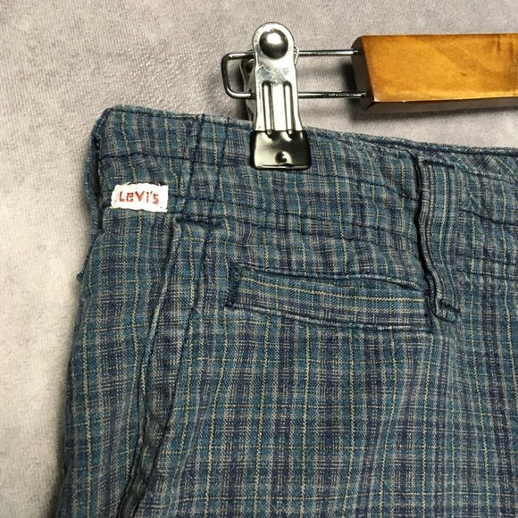 Levis Tab Twills Mens Shorts size 33 Blue Textured Long Length Snap Pockets - Picture 7 of 12